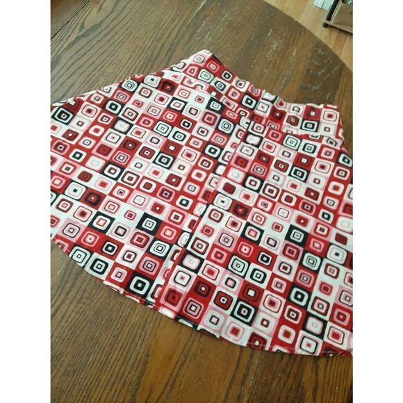 Size 7/8 My Michelle Red Pink White Rear Zip Mini Skirt - Picture 4 of 4